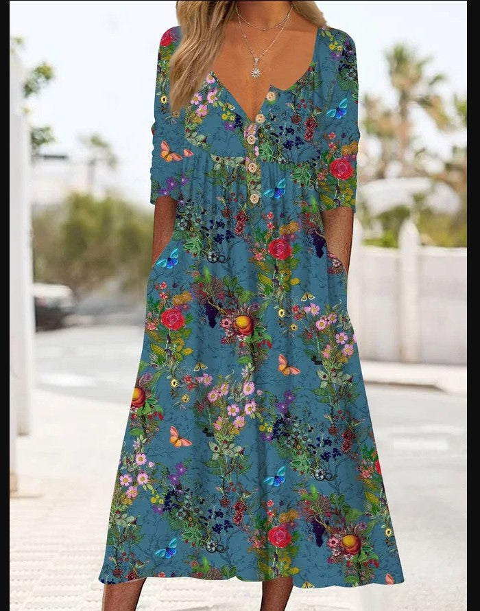 ✨👗【S-3XL】2023 Horúci predaj nových módnych dámskych šiat s vreckovou potlačou 3917783