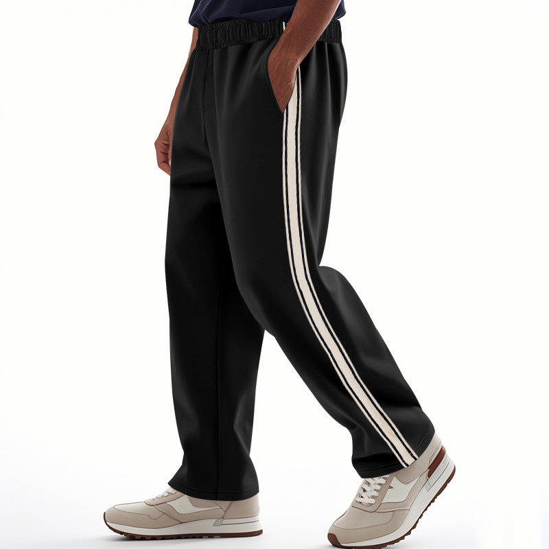 【S-3XL】Pantalón Deporte Hombre Verano 🏃♂️ Recto y Holgado, Diseño con Franjas, Estilo Casual