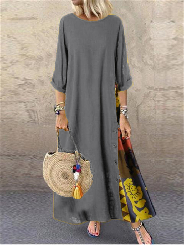 🌾【Ofertă specială】💕💕【M-5XL】 Rochie retro de vară nouă din in - moale și confortabilă la atingere