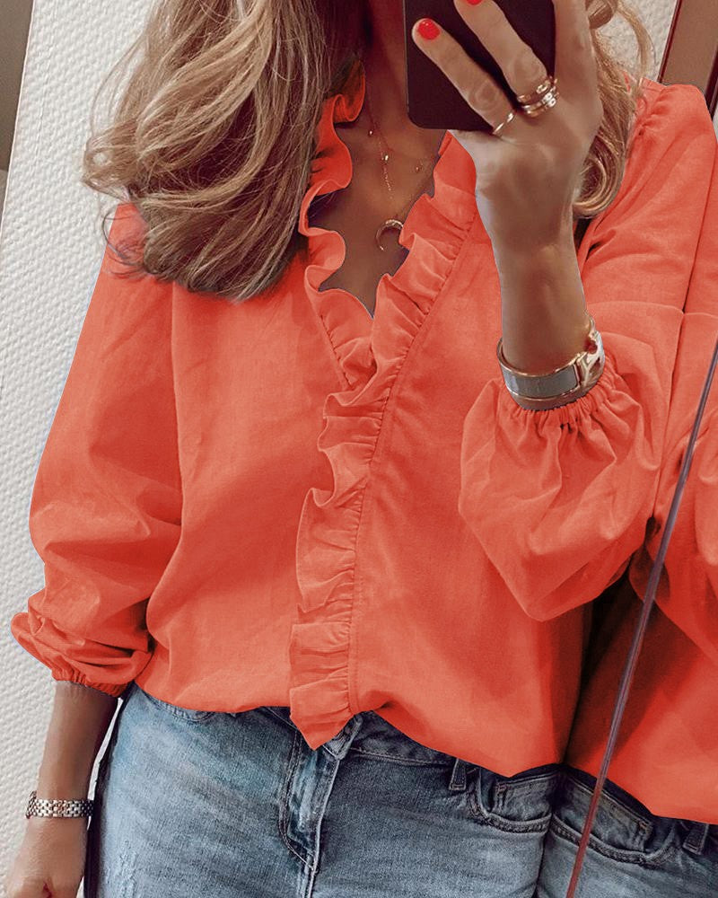 🍄🌼【S-5XL】¡Promoción de novedades de primavera 2026! 【Encanto primaveral】Blusa con volantes para mujer: suave y cómoda