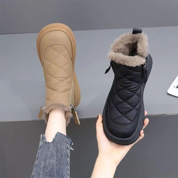 👢【35-41】 Nový štýl na jeseň a zimu, nepremokavé a protišmykové, teplé a módne, mäkké krátke členkové topánky 3816367