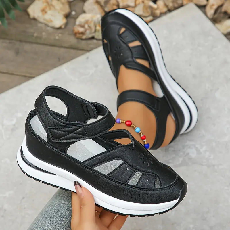 💞【35-44】Sandalias cómodas para mujer, estilo moderno para 2026, con parte superior calada, suela gruesa y material de cuero genuino.