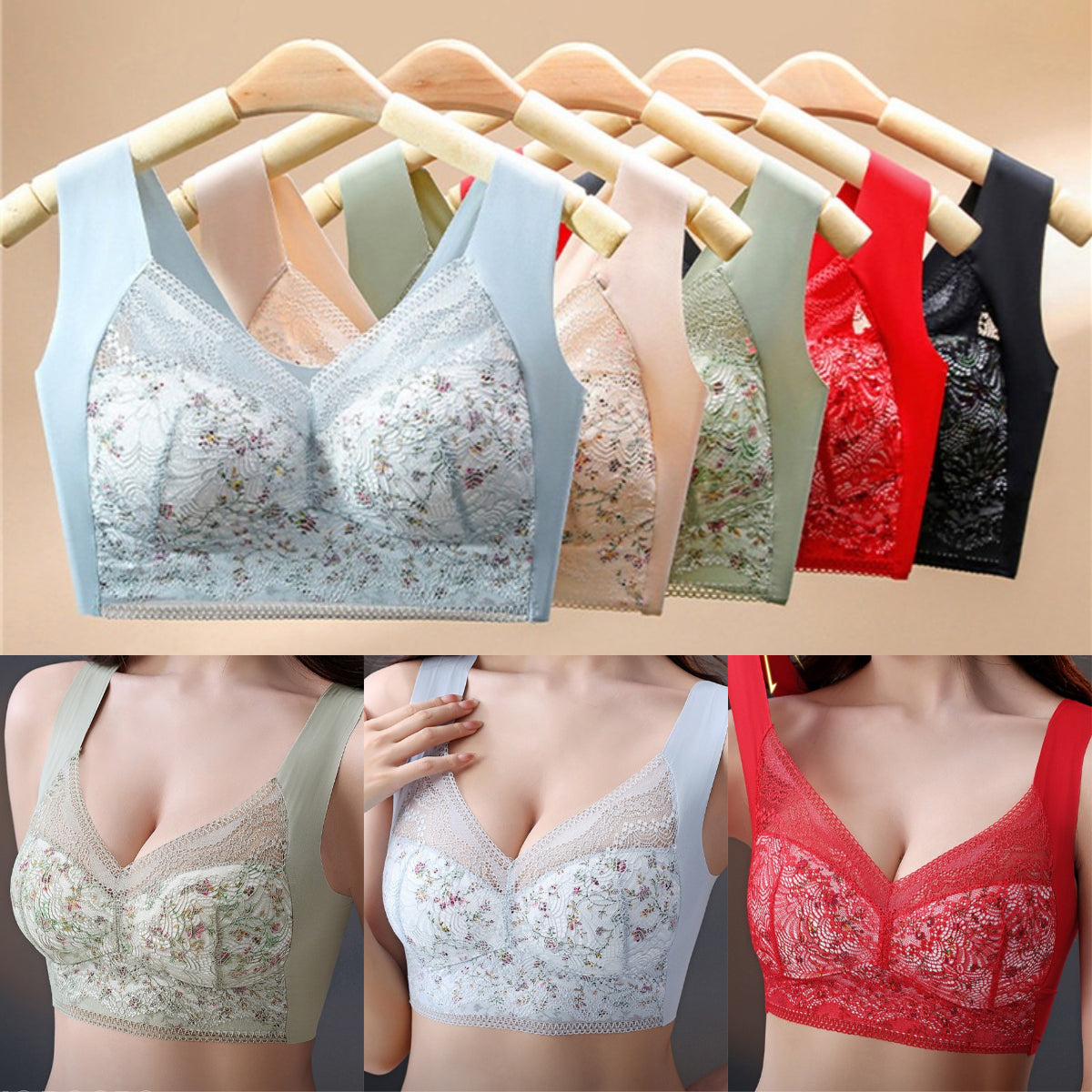 🔥🔥【Cumpărați 3, primiți 3 gratuit】【3/6 buc】💕🎁【40kg-100kg】Sutien de mărime mare din mătase de gheață fără cusături, respirabil și reglabil