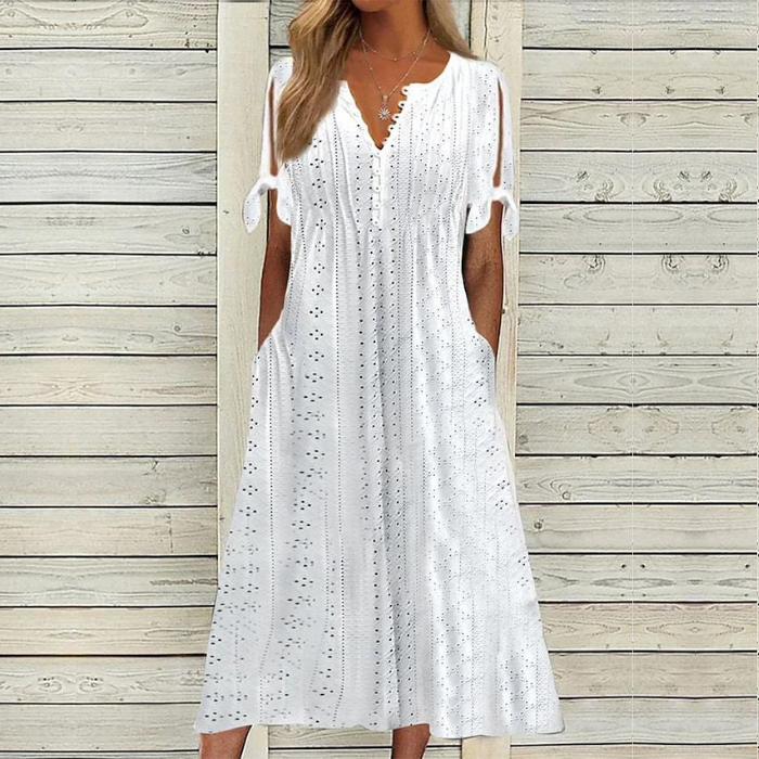 【🏆Hot Product】👗Jednoduché a krásne jednofarebné šaty 3916532