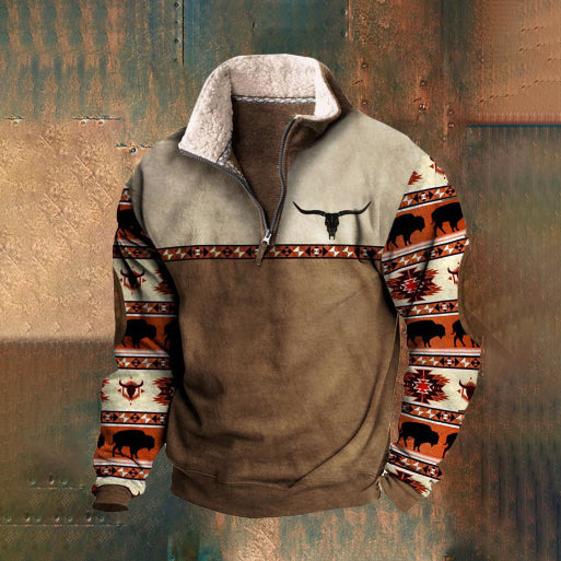 👕【Reducere 50%】【S-4XL】 Pulover călduros cu mânecă lungă pentru bărbați, cu imprimare 3D, la moda toamnă-iarnă 2024 3795393