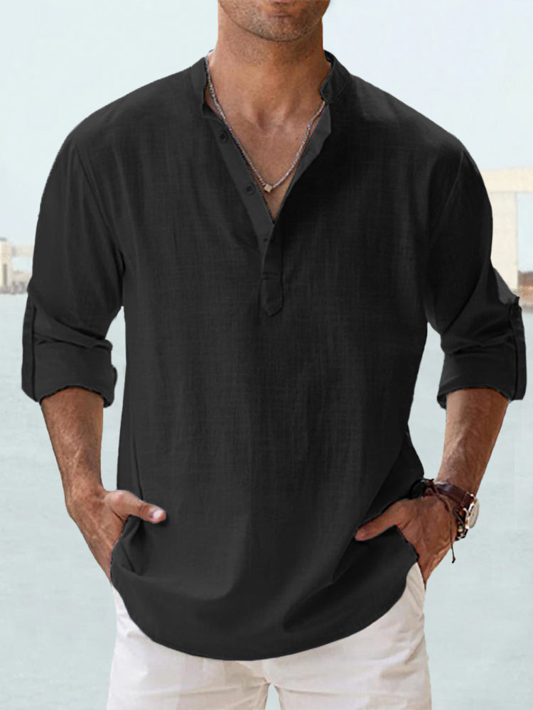 🤩【S-5XL】Tricou casual bărbătesc cu mânecă lungă, din bumbac și in 3705660