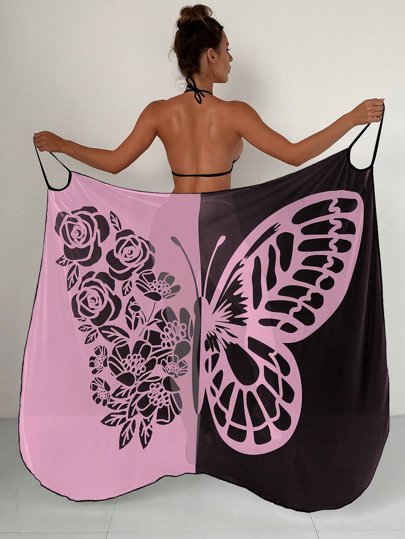 ✨【Nuevo producto con descuento】🦋🦋Nuevo traje de baño playero de gasa con estampado de mariposas para mujer 2025