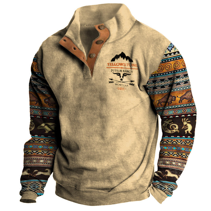 🔥🔥【S-3XL】 neformálna retro módna 3D tlač pánske s dlhými rukávmi