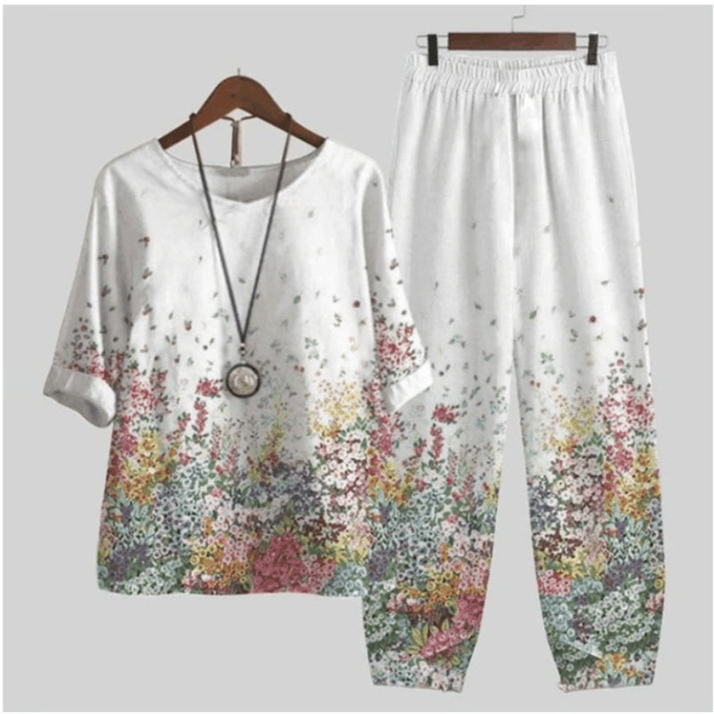【S~5XL】🌸2024 dvojdielny oblek s novou potlačou topov a nohavíc