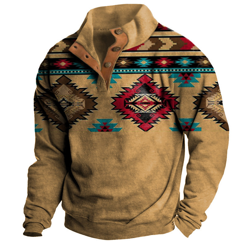 🔥🔥【S-3XL】 neformálna retro módna 3D tlač pánske s dlhými rukávmi 3827417