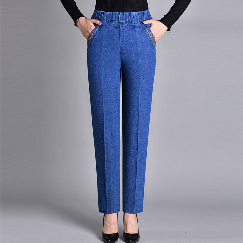 🔥【Cumpără 1, primești 1 gratuit】【XL-5XL】2025 Blugi casual drepti elastici pentru femei