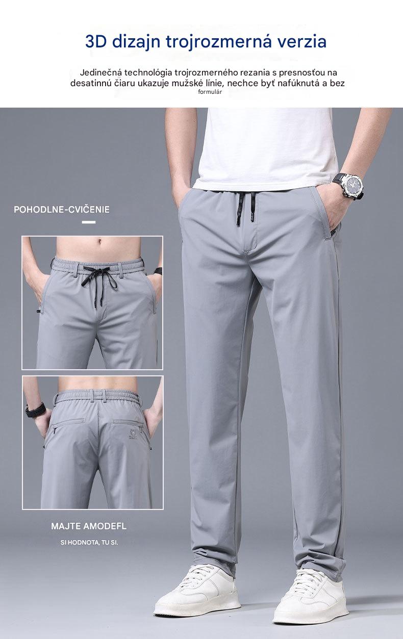🔥🏃♂️👖【40-115 kg】Pánske nové jarné a letné nohavice Ice Silk Stretch z ľadového hodvábu, priedušné a pohodlné športové nohavice, ležérne nohavice