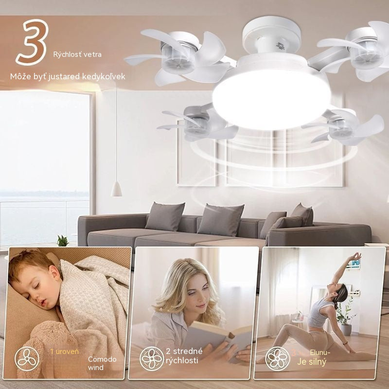【50% zľava na objednávky uskutočnené dnes】Štvorlopový ventilátor, žiarovka E27 a diaľkové ovládanie