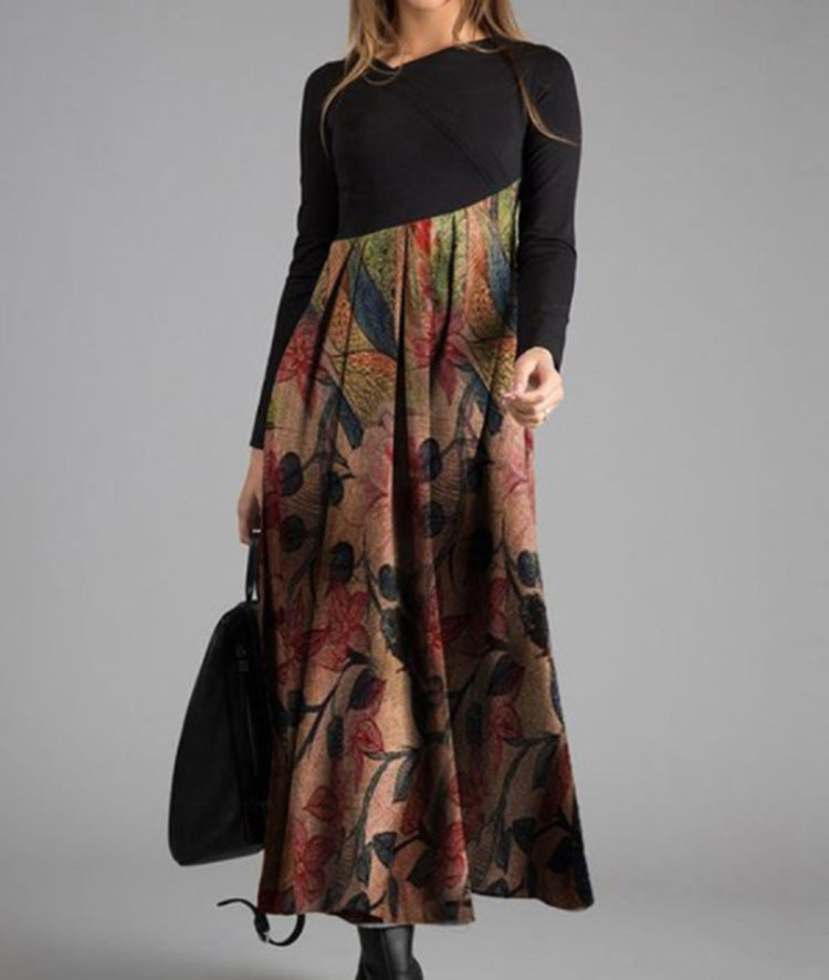 👗【S-3XL】Nové jesenné a zimné dámske patchworkové šaty s dlhým rukávom 3851088