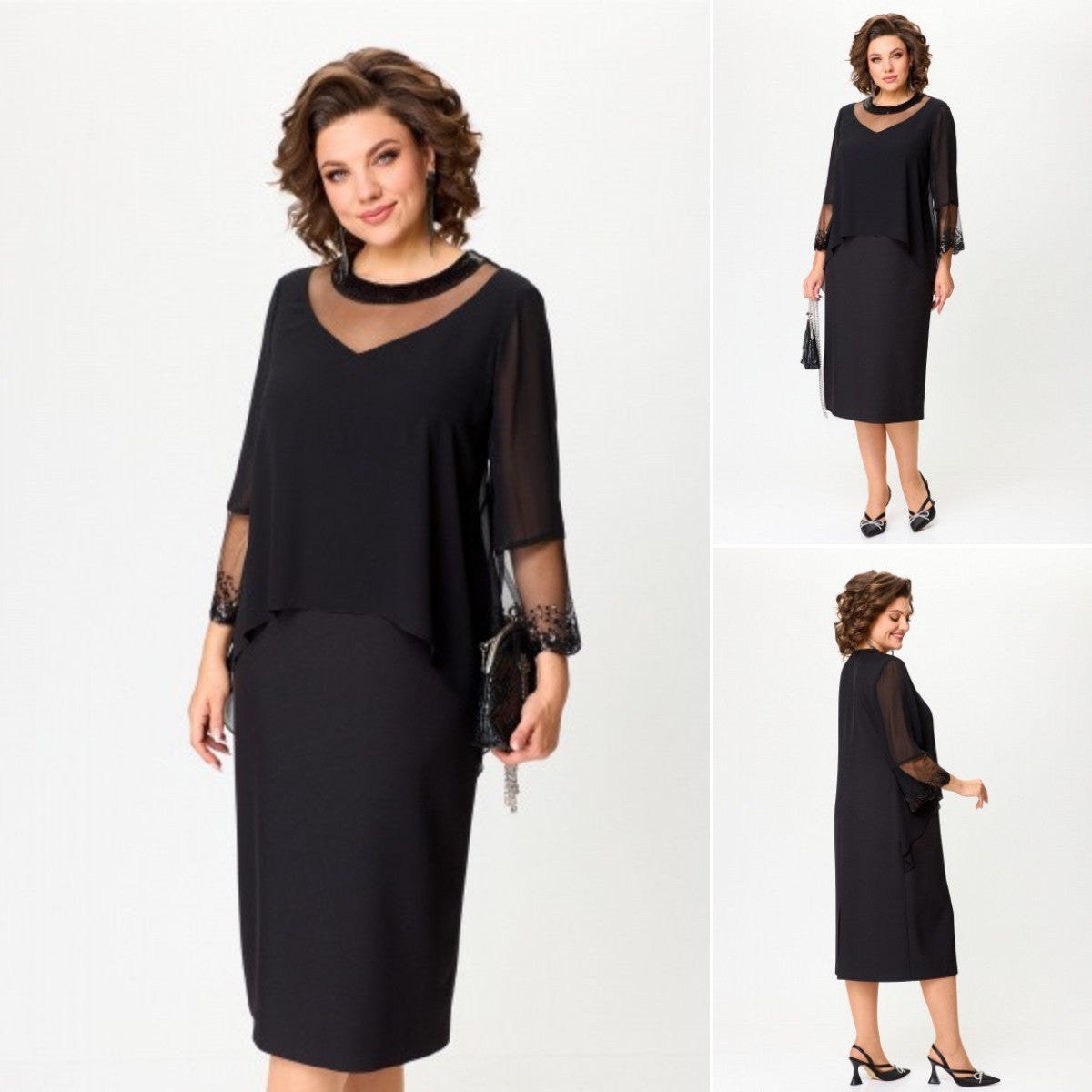 🔥【S~5XL】Rochie neagră elegantă nouă 3838771