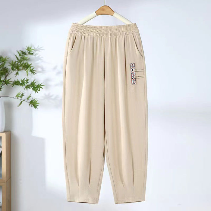 🔥【Zľava na nový produkt】🔥【M-4XL】👖Dámske letné tenké priedušné bavlnené a ľanové nohavice, módne ležérne deväťbodové nohavice