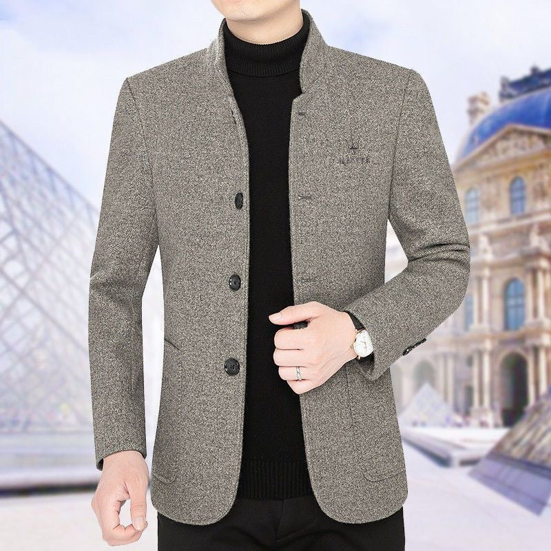 ⛄️🤗【M–4XL】🔥 Nueva chaqueta con cuello: suéter grueso de lana para hombre con forro de terciopelo – otoño/invierno