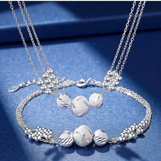 💜Oferta especial🔥【Collar + Pulsera】✨Conjunto de collar y pulsera de plata grabada 3913992