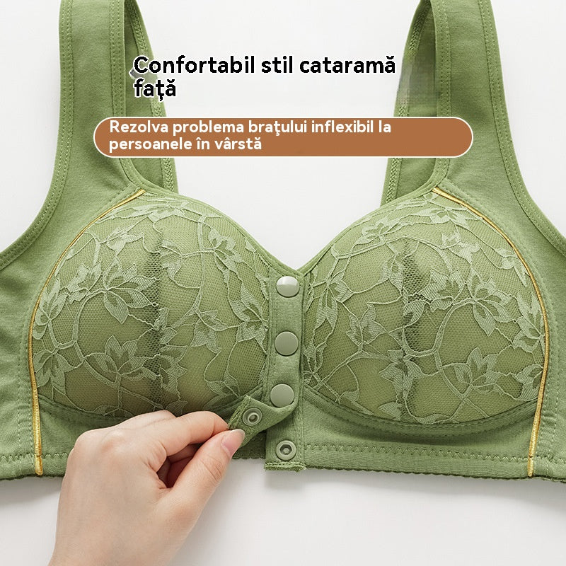 😍【Pachet de 5 bucăți】Sutien confortabil de damă din bumbac cu închizătoare frontală🎉【40-120kg】