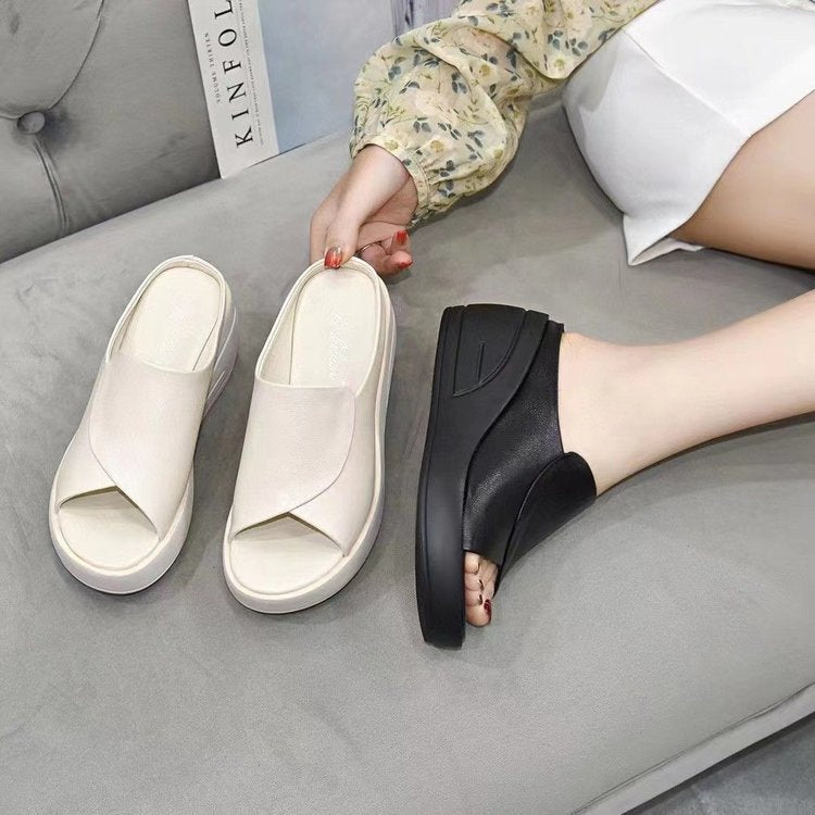 🔥👡【Compra 1 y llévate 1 gratis】【35-42】Sandalias de piel auténtica para mujer de moda 2025 con suela suave y suela gruesa