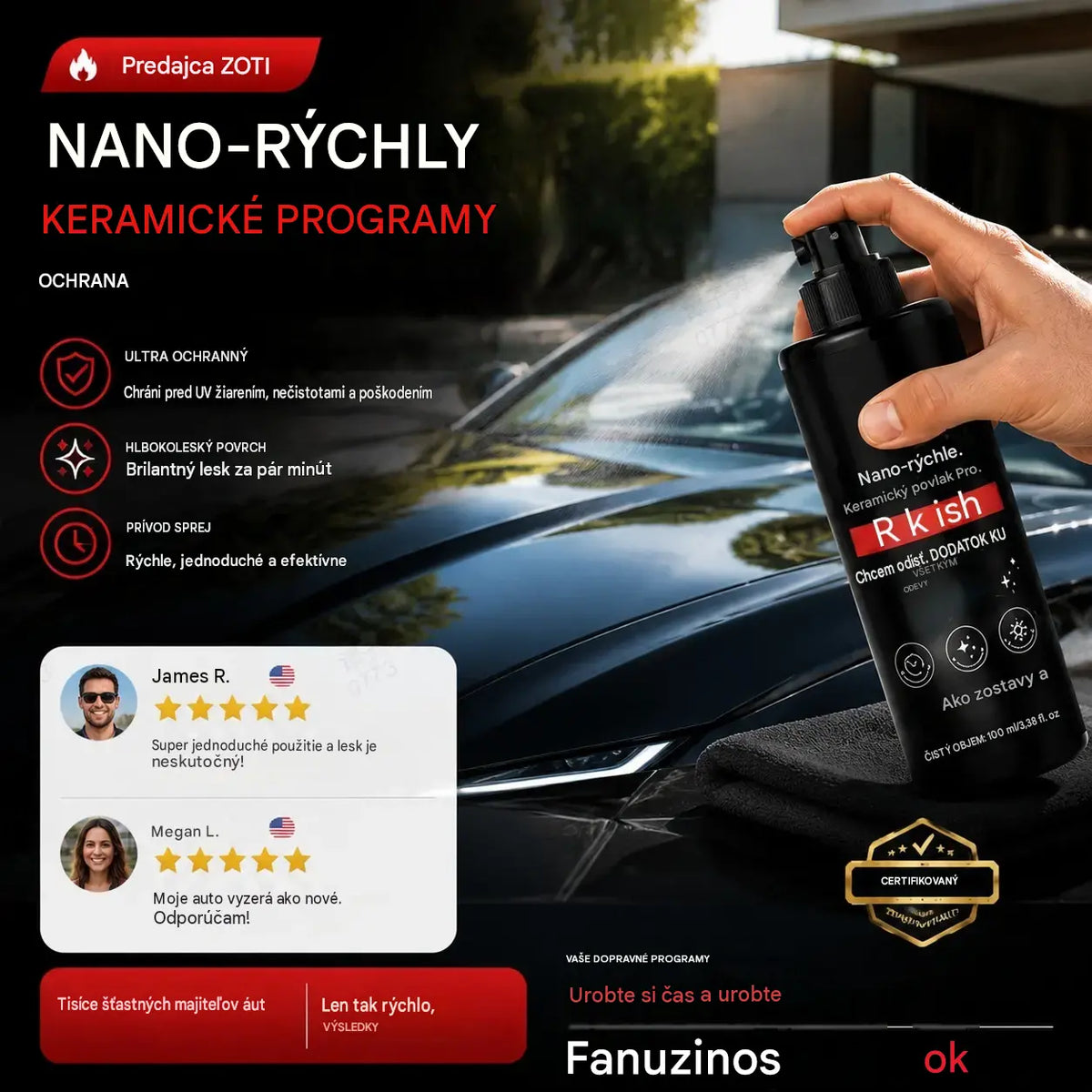🚗 🏆 Rýchlo pôsobiaci sprej na starostlivosť o auto s vysokým leskom – Okamžitý lesk a ochrana – Hydrofóbny, bez šmúh – ideálny na lak, sklo alebo plast ✨🧼💦