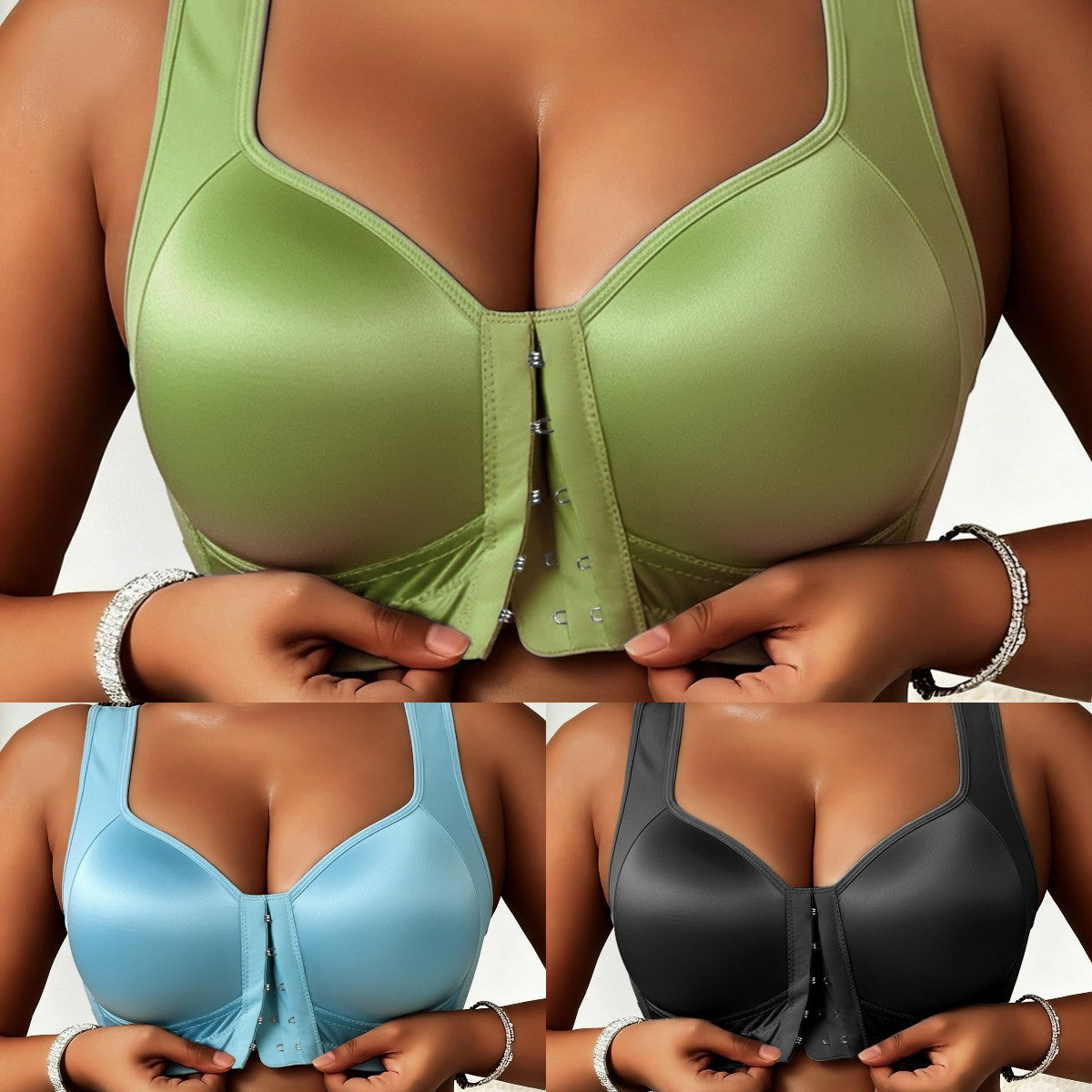 😍👙【Balenie 3 kusov】【40-100 kg】Dámska podprsenka bez kostíc so zapínaním vpredu