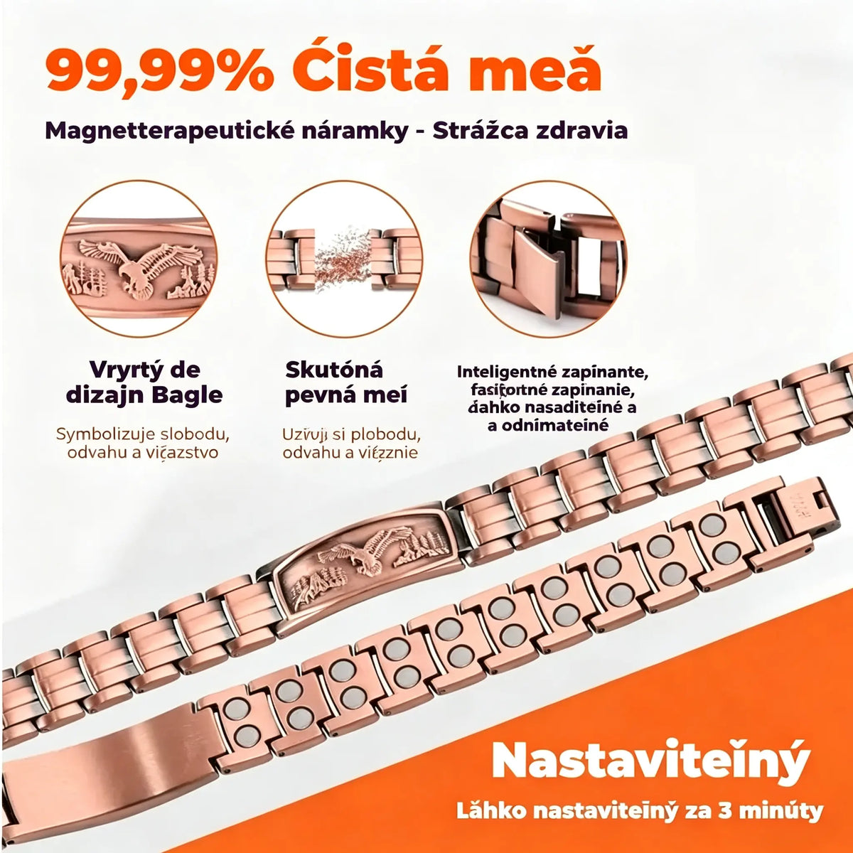 🔥【Náramok + náhrdelník】Pánsky magnetický náramok s dizajnom orla