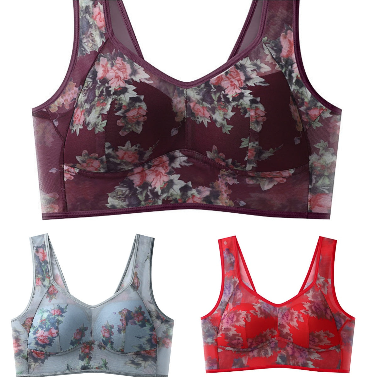 💥【Pachet de 3】Sutien push-up de înaltă calitate, sutien din mătase rece și confortabil