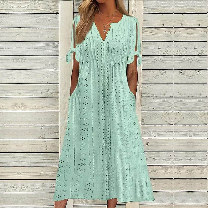 【🏆Hot Product】👗Jednoduché a krásne jednofarebné šaty 3916532
