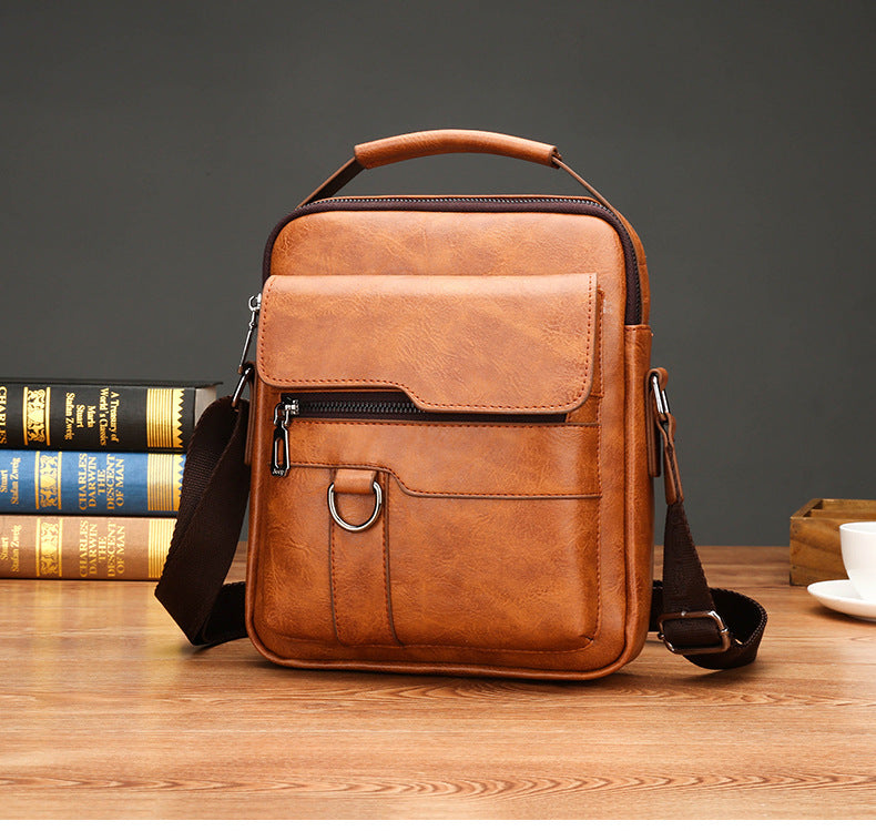 👜🔥【Zľava na nový produkt】🎁Pánska módna taška cez rameno z pravej kože, veľká kapacita, odolná voči oderu