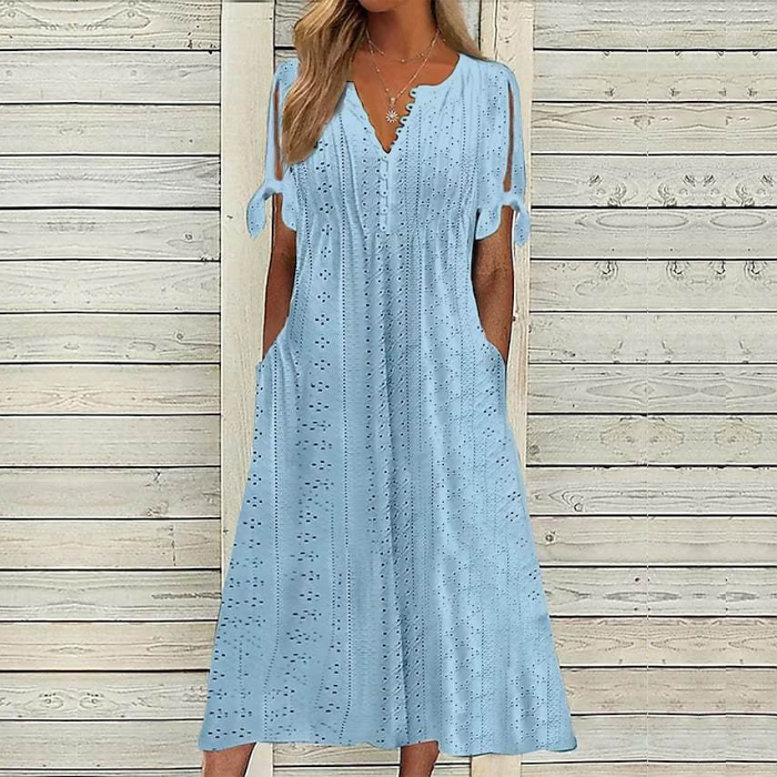 【🏆Hot Product】👗Jednoduché a krásne jednofarebné šaty 3916532