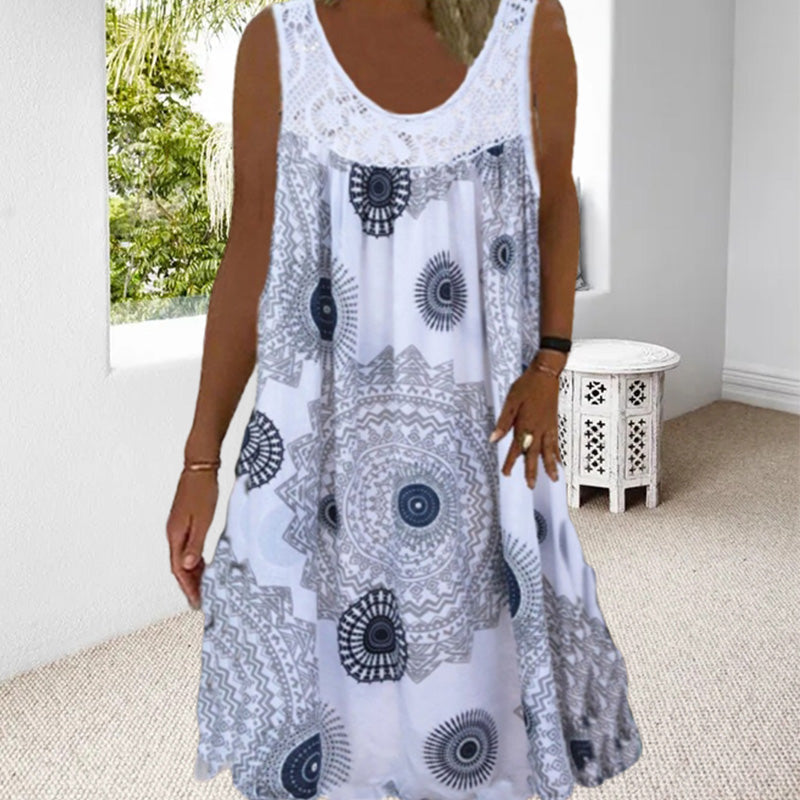 💖👗【S-5XL】 Čipkované plisované šaty bez rukávov-3694585