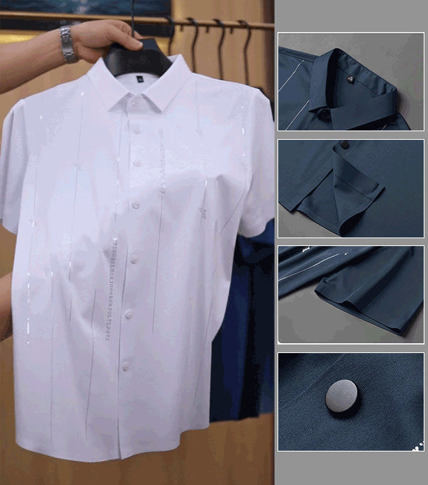 【M-4XL】Nové módne a pohodlné krátke rukávy pre mužov, super elastické, proti vráskam, nie je potrebné žehliť. 3715492