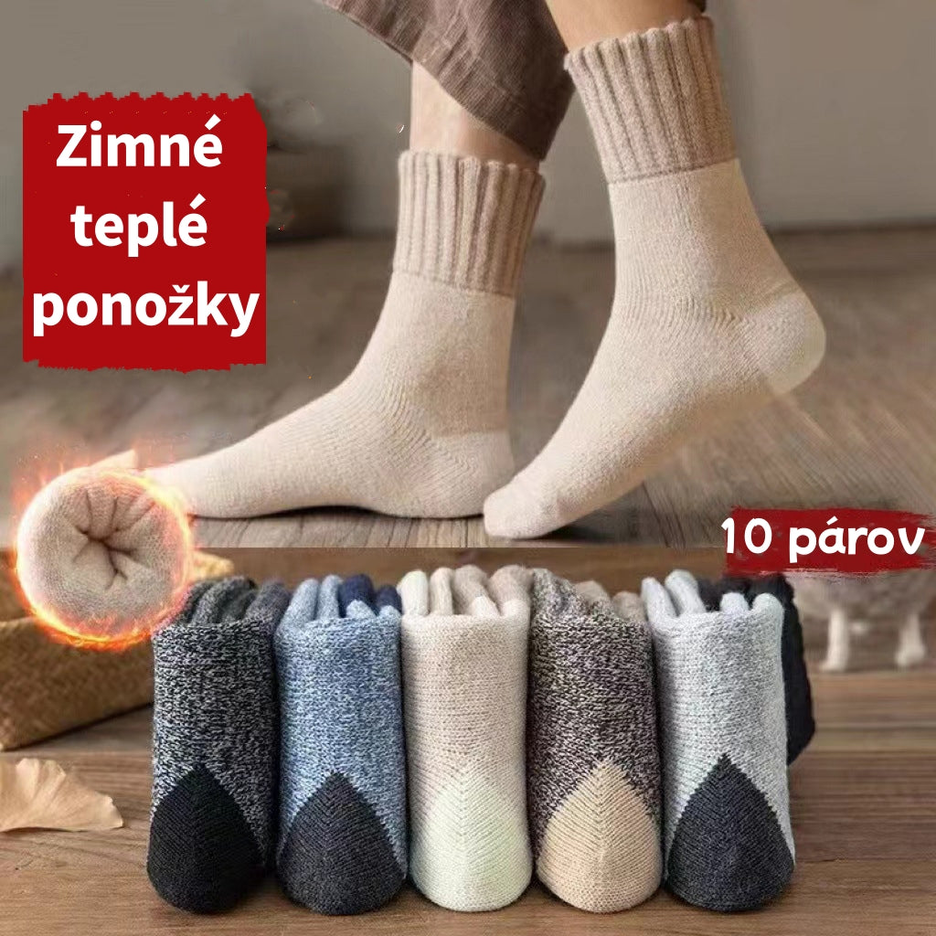 🥰【🐑10 párov】Hrubá vlna!🐑Vlnené ponožky Hrubé ponožky Pánske zimné plus Velvet Super hrubé teplé pánske ponožky so strednou trubicou