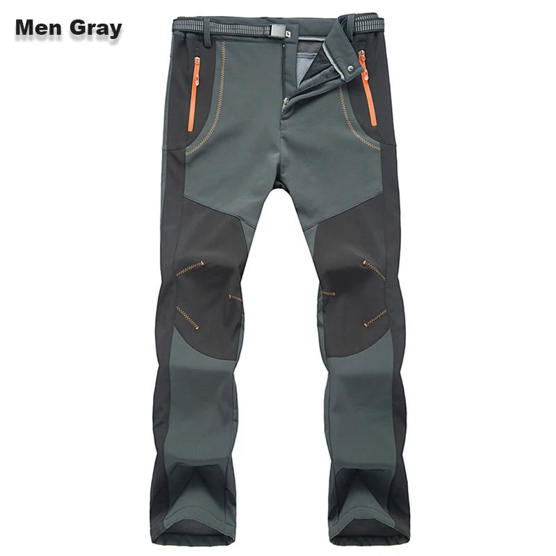 【💥Alta calidad】【S-5XL】Pantalones de senderismo para hombre, suaves, impermeables, a prueba de viento, transpirables, cálidos y gruesos, de polar para deportes al aire libre.