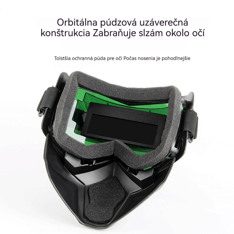 😎 Plne automatická svačicová prilba s ochrannou maskou a hlavnou svetelnou zmenou pre svačičov