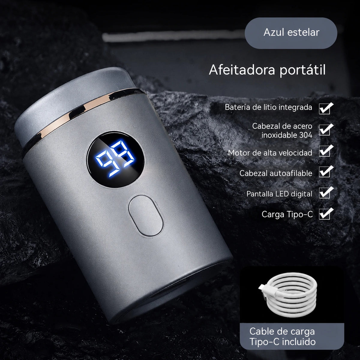 🔥 Mini afeitadora eléctrica para hombre con pantalla digital – 50 % de descuento