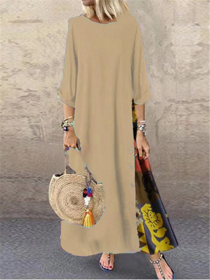🌾【Ofertă specială】💕💕【M-5XL】 Rochie retro de vară nouă din in - moale și confortabilă la atingere