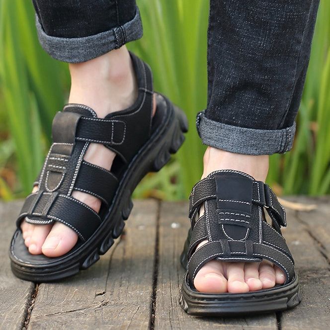 🔥👟【Veľkosť 38~44】Pánske ručne vyrábané protišmykové plážové sandále z mäkkej kože