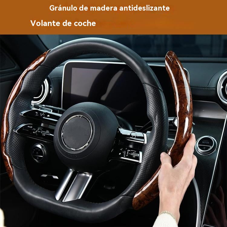 🚗【1 Juego de 3 Piezas】👍👍Funda de Volante de Coche de Madera Antideslizante