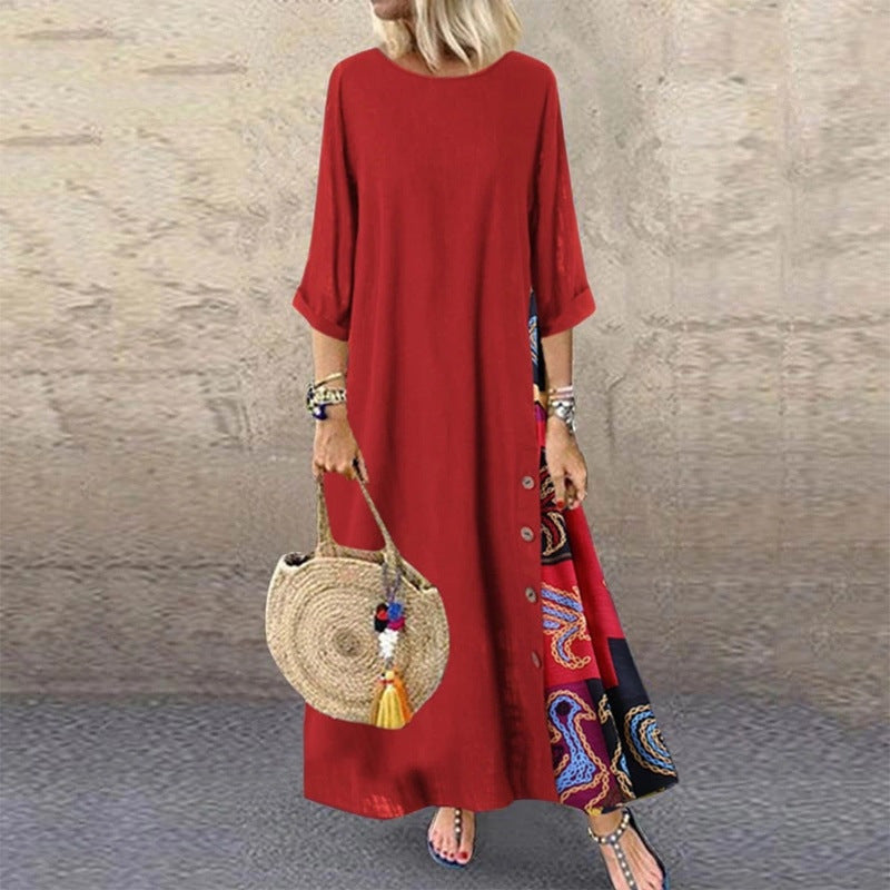 🌾【Ofertă specială】💕💕【M-5XL】 Rochie retro de vară nouă din in - moale și confortabilă la atingere