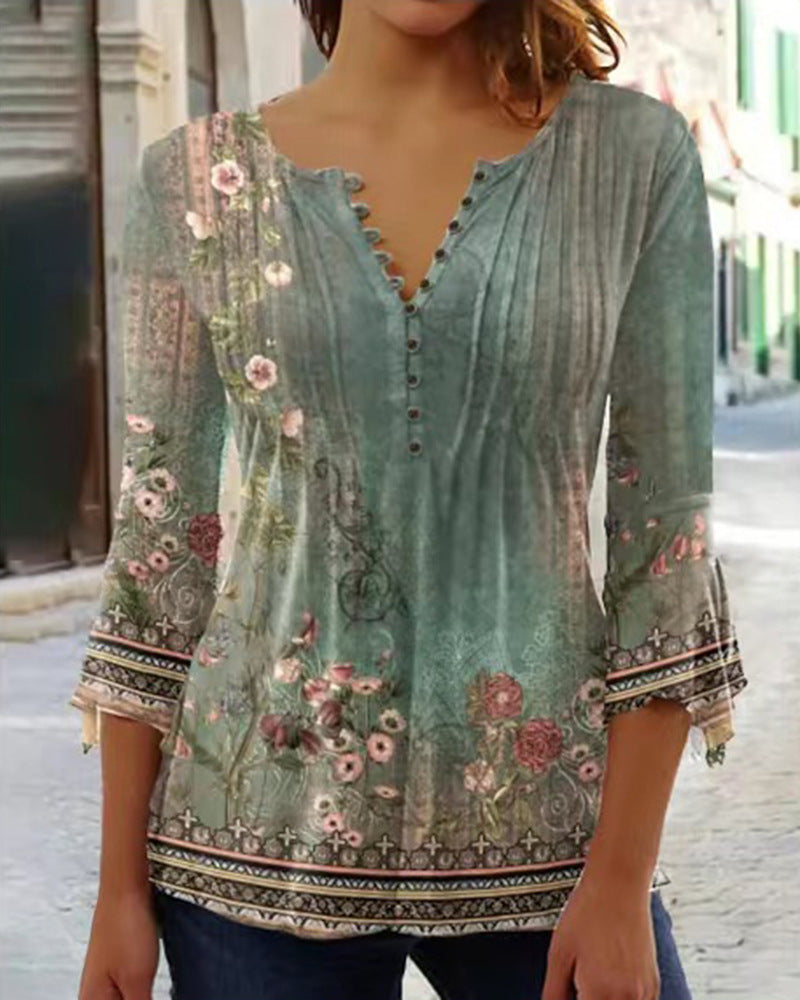 🎉Sorpresa 🎉【Oferta por tiempo limitado】 Camiseta de cuello en V de moda para mujer 【S-5XL】