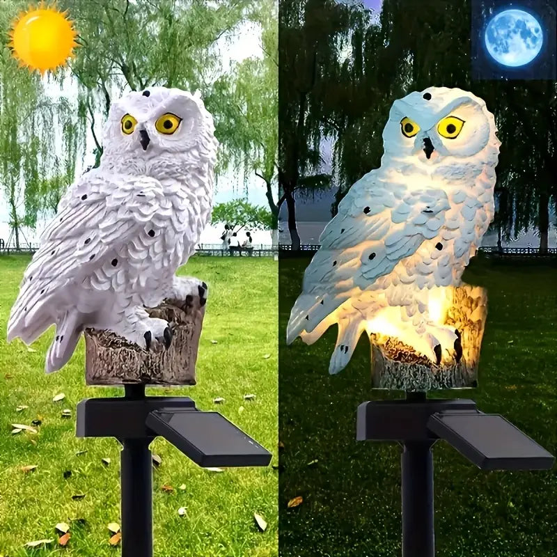 🦉 Lampă solară decorativă în formă de bufniță - Lumină caldă pentru grădina ta