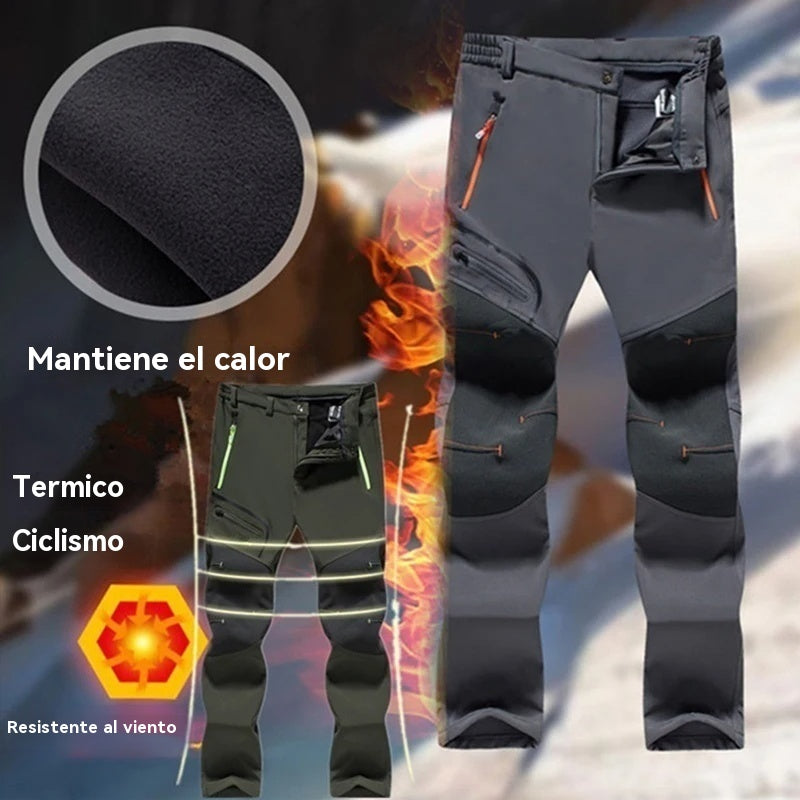 【💥Alta calidad】【S-5XL】Pantalones de senderismo para hombre, suaves, impermeables, a prueba de viento, transpirables, cálidos y gruesos, de polar para deportes al aire libre.