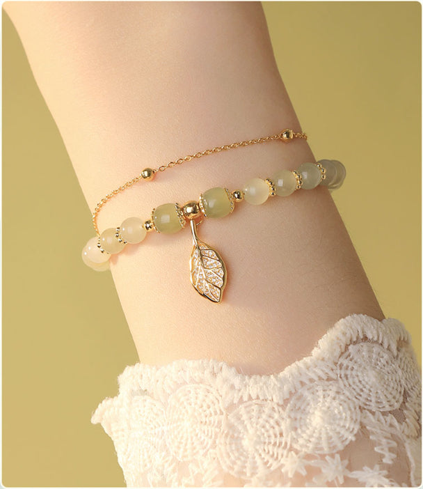✨【Compra uno, llévate otro gratis】2 nuevas pulseras de oro de 14k y jade hetiano