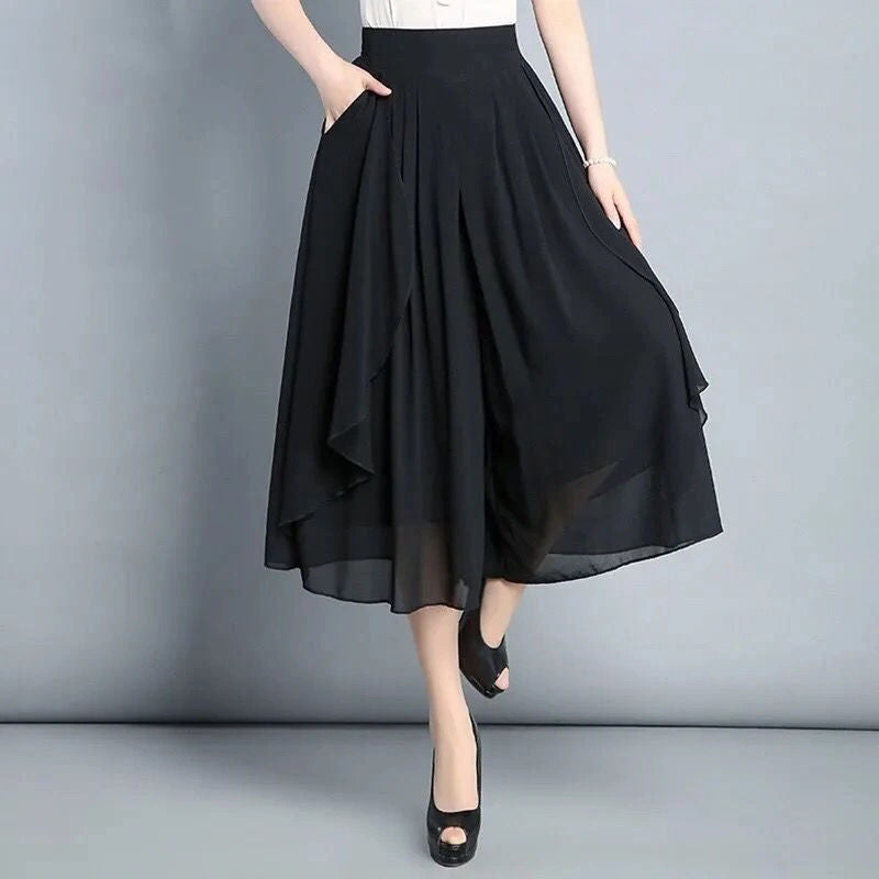 🔥🔥【52-115KG】2025 New Fashion Ice Silk Pantaloni din șifon subțiri cu talie înaltă