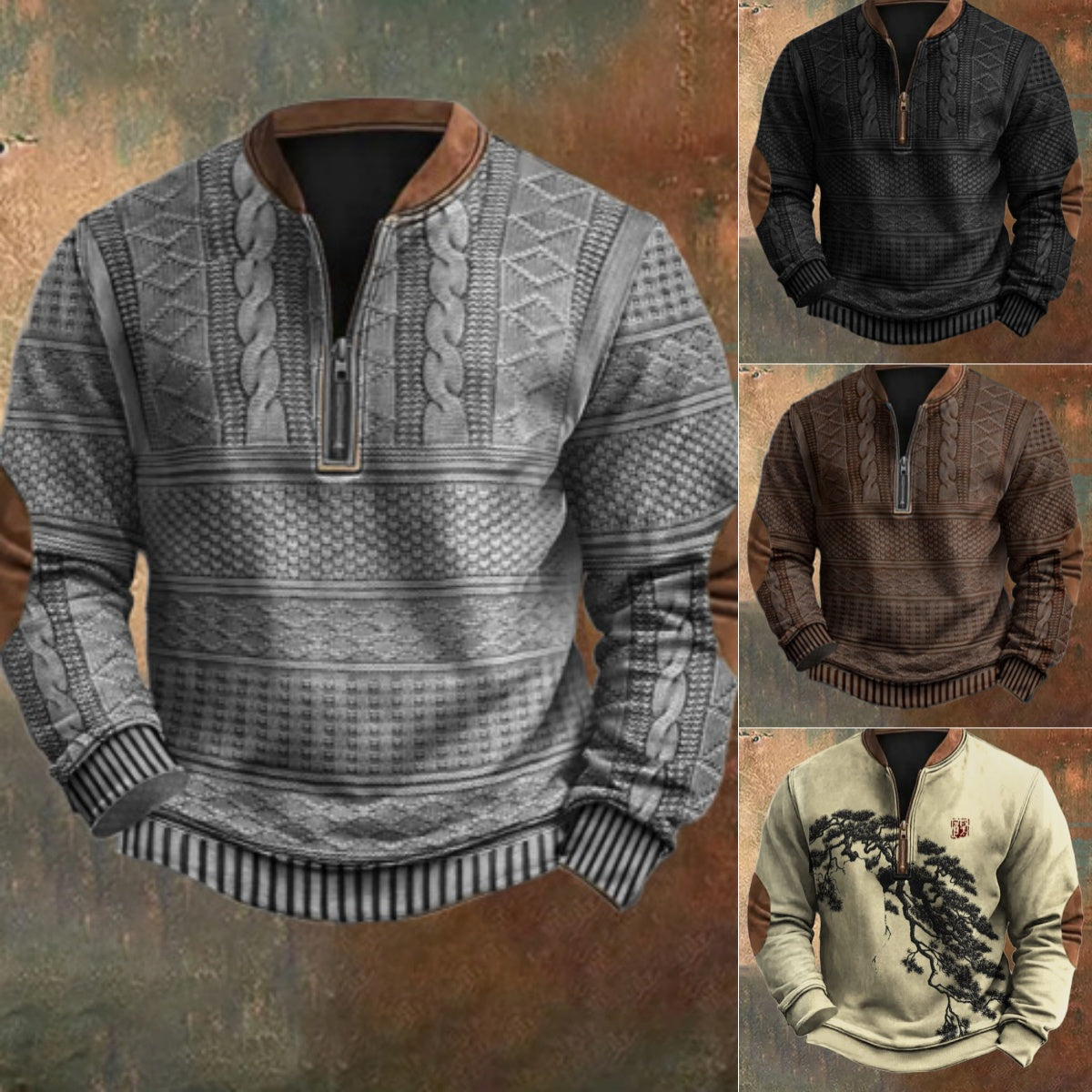 【S-5XL】 Pánska polopriehľadná mikina na zips s novou jesennou a zimnou potlačou 3853778