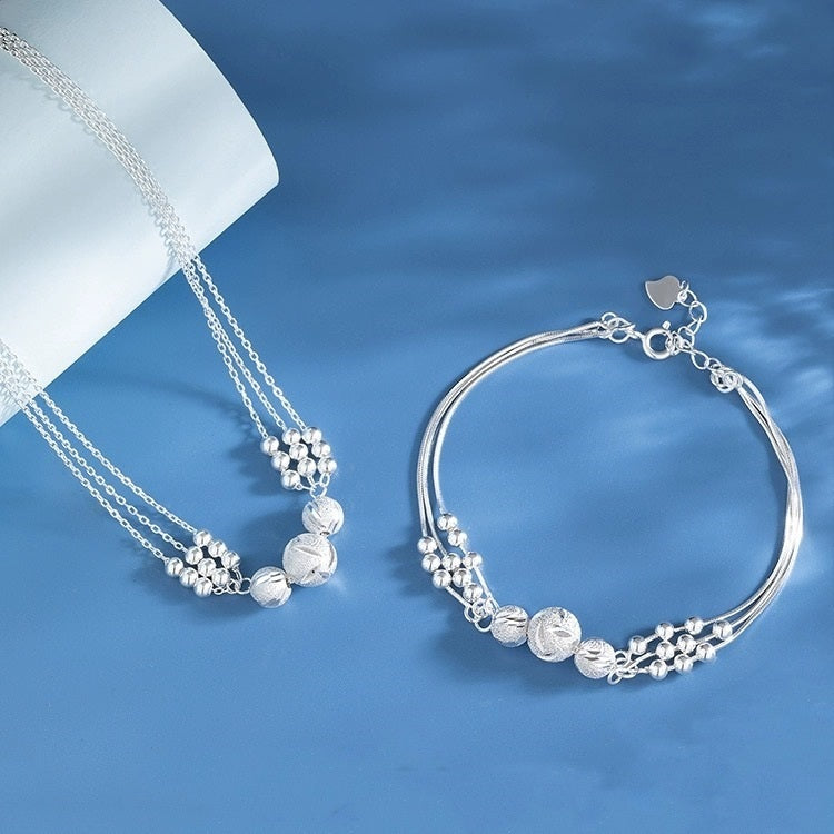 💜Oferta especial🔥【Collar + Pulsera】✨Conjunto de collar y pulsera de plata grabada 3913992