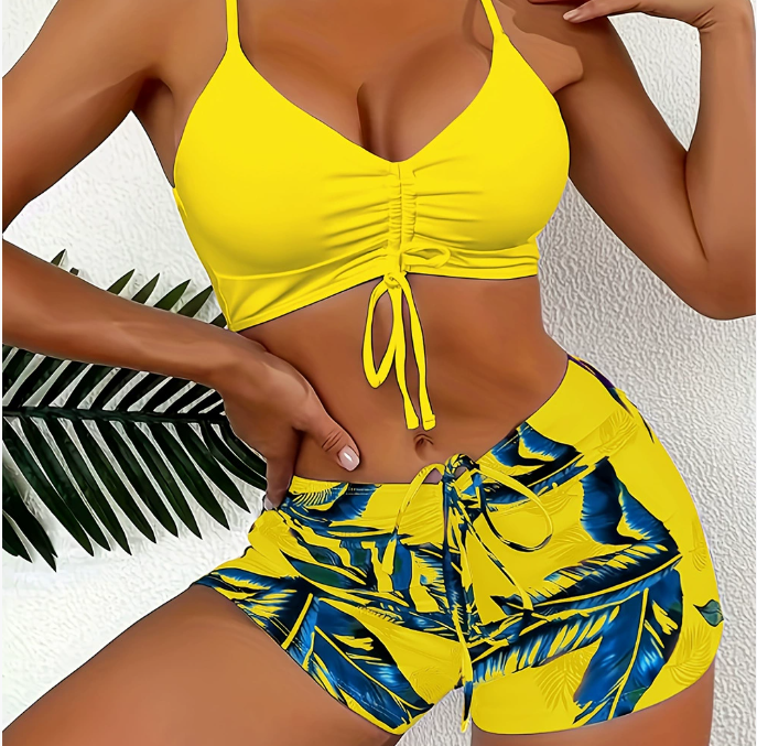 🏊👙【Produs nou de vară】🌴 Costume de baie elegante pentru femei, mărime plus, cu imprimeu, bikini, confortabile, cu uscare rapidă