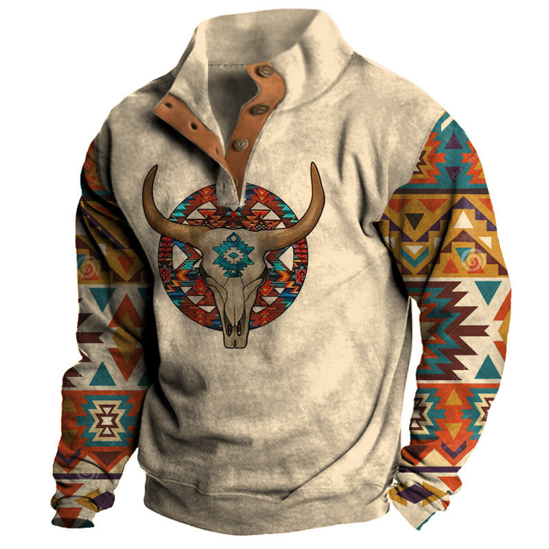 🔥🔥【S-3XL】 neformálna retro módna 3D tlač pánske s dlhými rukávmi 3827417